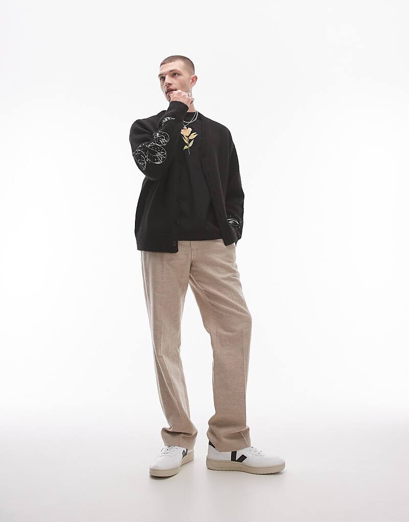 

Topman Серые фактурные брюки свободного кроя из льна