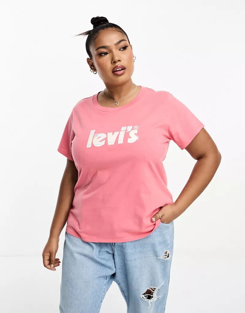 Розовая футболка с логотипом и плакатом Levi's Plus Perfect tecsun pl 310et