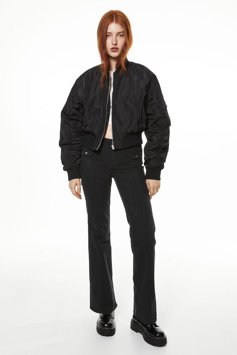 Расклешенные брюки карго H&M, черный брюки карго h
