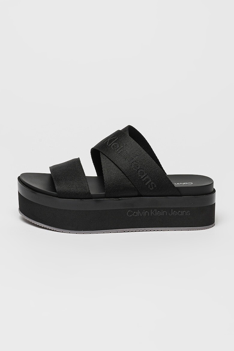 

Тапочки на плоской платформе с логотипом Calvin Klein Jeans, черный