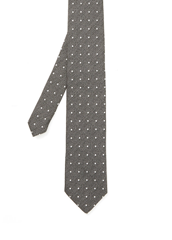 Серый шелковый галстук в горошек Beymen