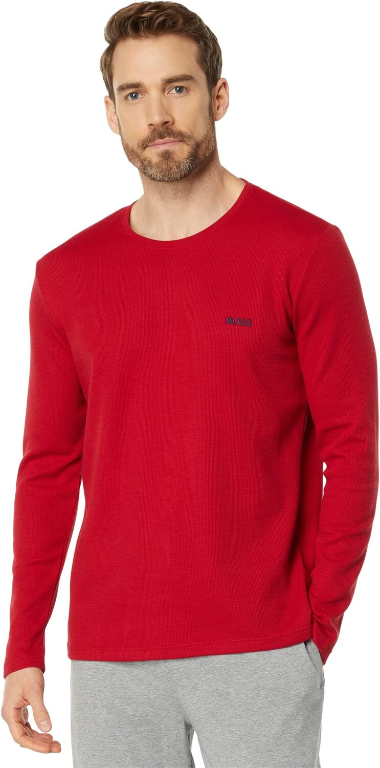 

Вафельная футболка с длинными рукавами BOSS, цвет Bright Red