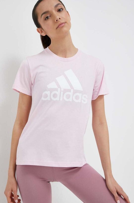 

Хлопковая футболка adidas, розовый