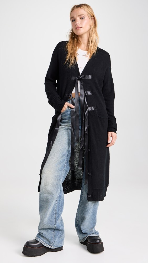 

Кардиган R13 Long Cashmere With Tapes, черный
