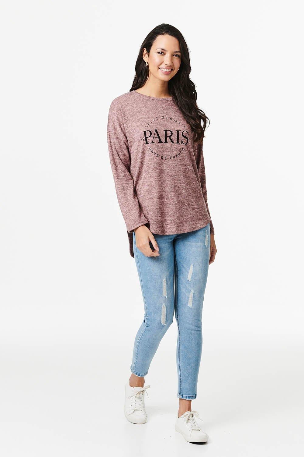 

Топ с длинными рукавами и принтом Paris Izabel London, розовый