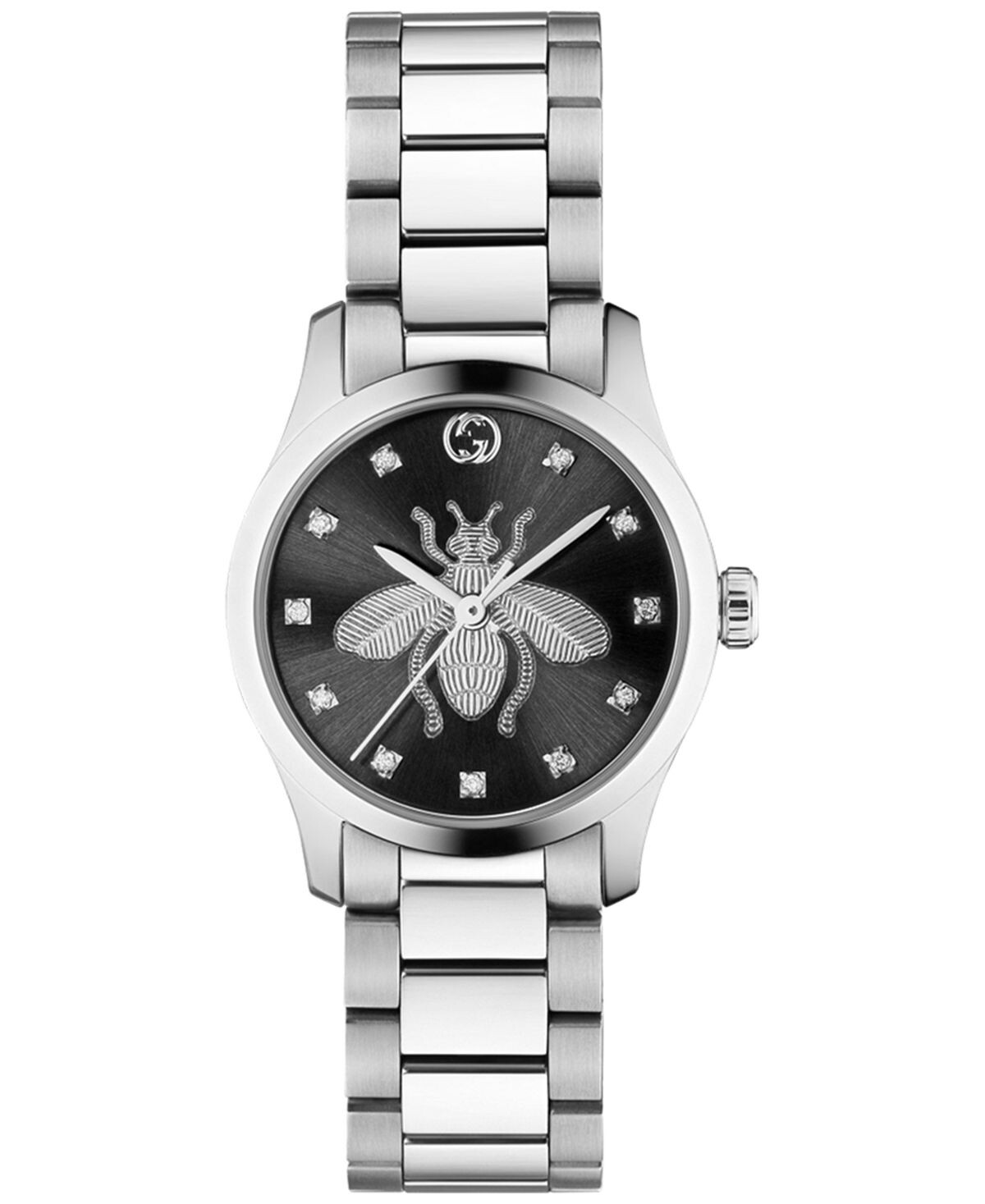 

Женские швейцарские часы G-Timeless Iconic Diamond (1/20 карата) из нержавеющей стали с браслетом, 27 мм Gucci, черный
