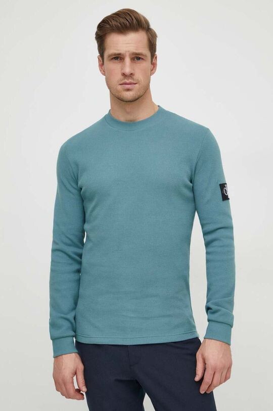 

Хлопковая толстовка Calvin Klein Jeans, бирюзовый