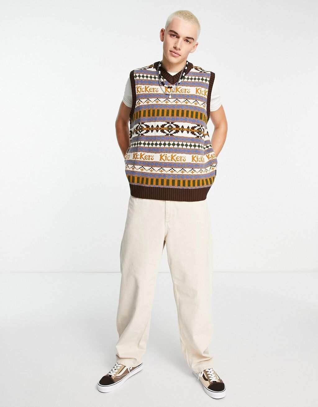 

Коричневый вязаный жилет Kickers Fairisle