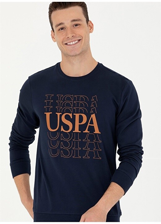 

Мужская толстовка темно-синего цвета с круглым вырезом U.S. Polo Assn., Синий