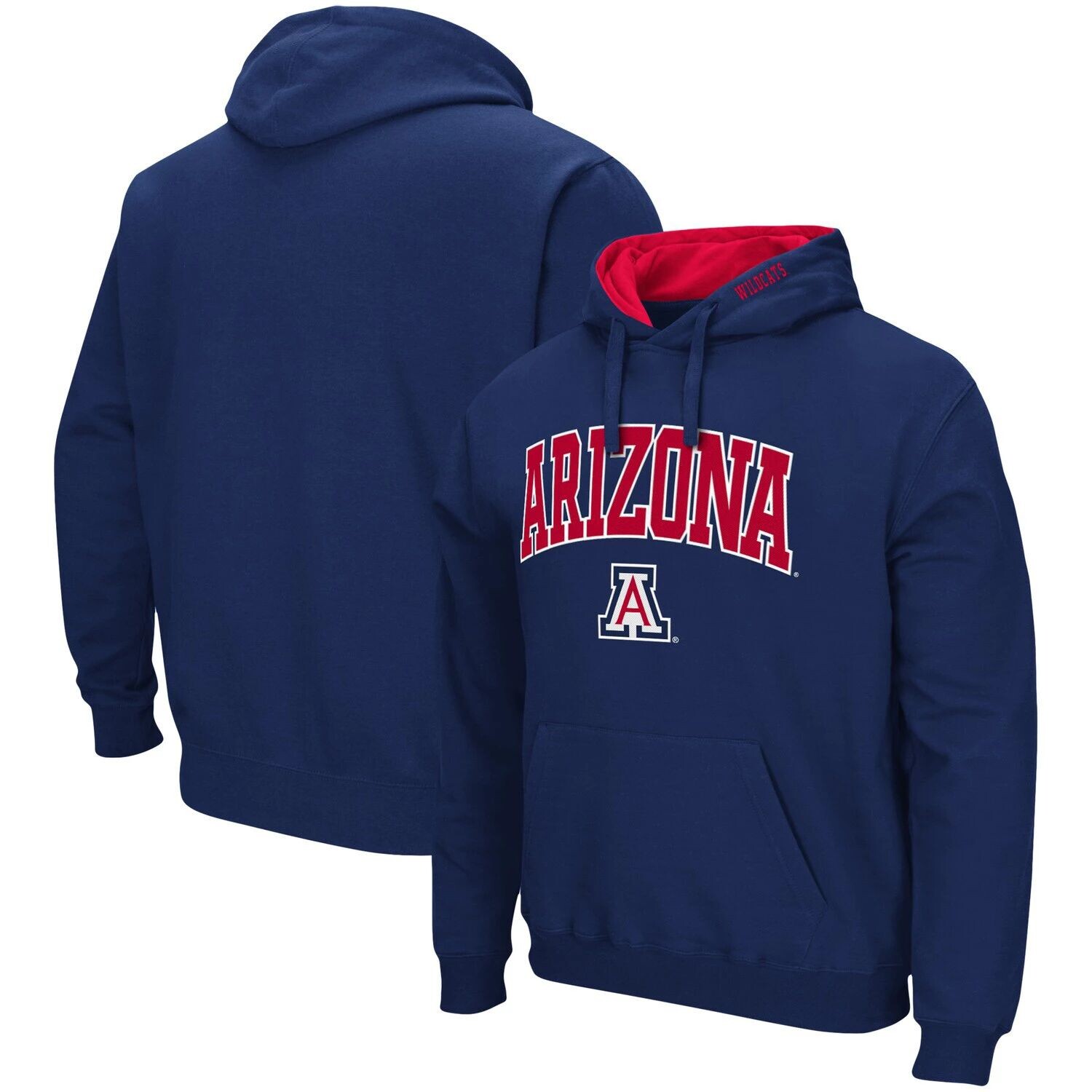 

Мужской темно-синий пуловер с капюшоном Arizona Wildcats Arch & Logo 3.0 Colosseum