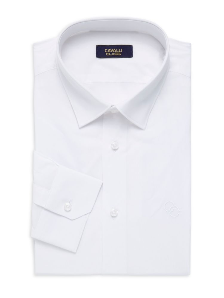 Классическая рубашка узкого кроя с логотипом Cavalli Class By Roberto Cavalli, белый