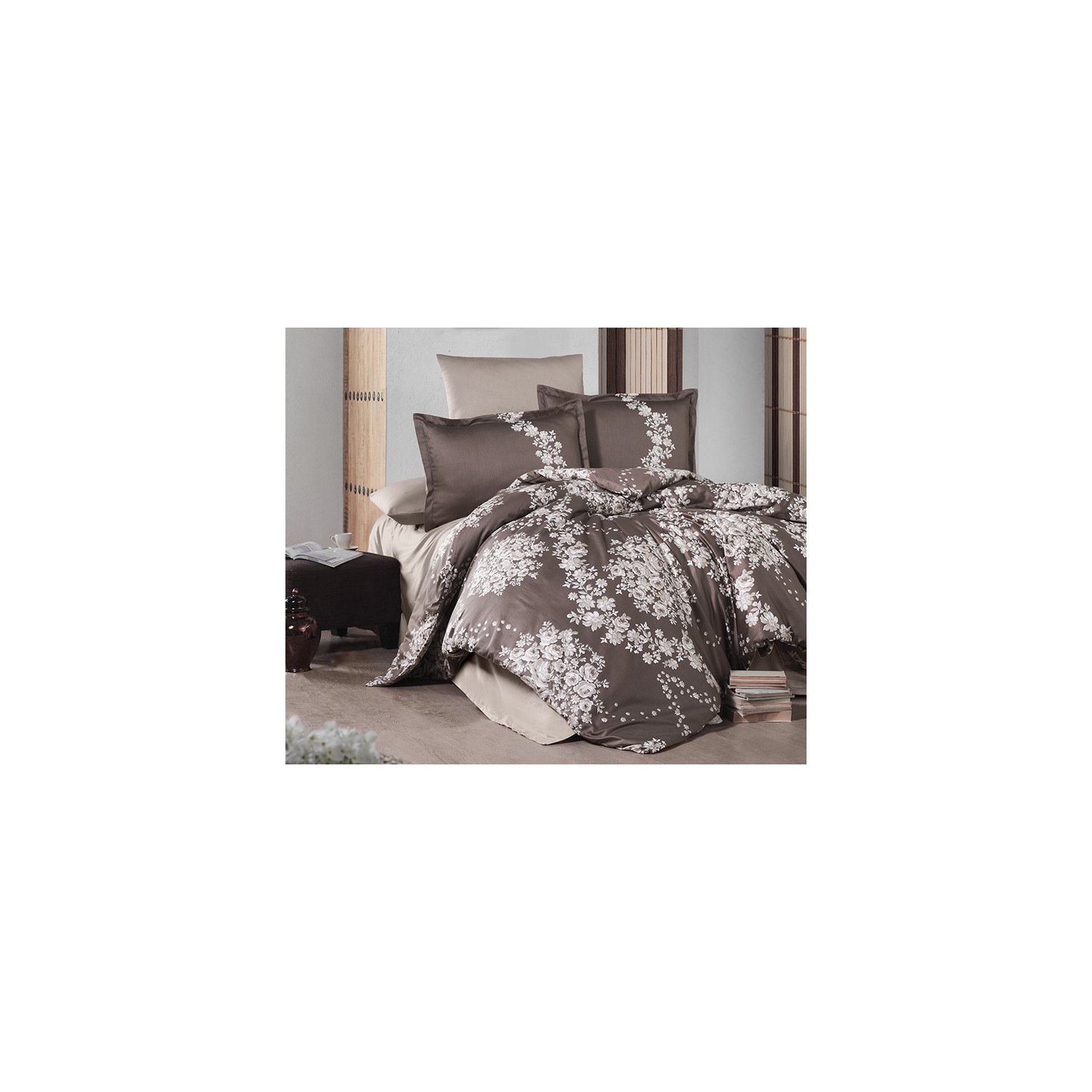 комплект постельного белья из хлопкового атласа elite sandero цвета хаки Комплект постельного белья из хлопкового атласа Clasy Melrose V1
