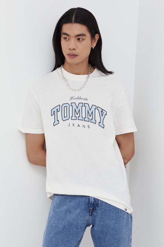 

Хлопковая футболка Tommy Jeans, бежевый