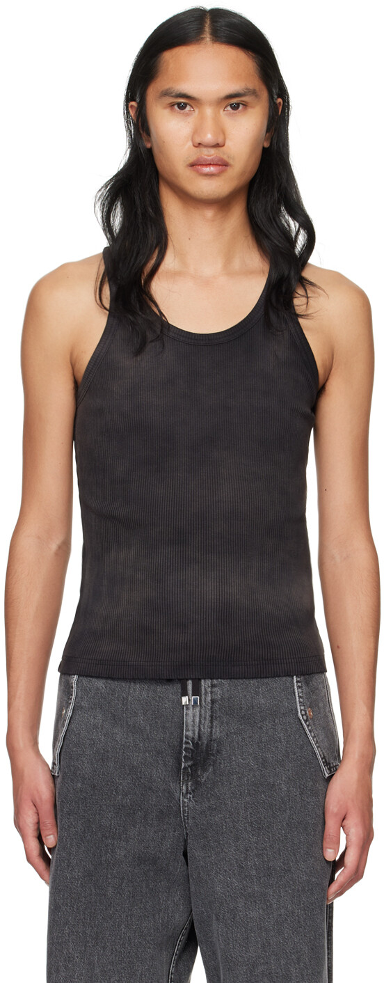 

Черная майка с заклепками и напылением Dion Lee