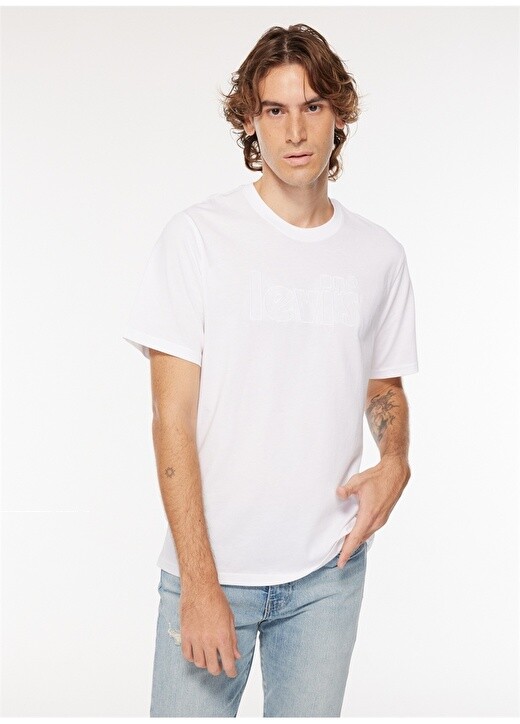 

Белая мужская футболка с круглым вырезом Levis, Белый