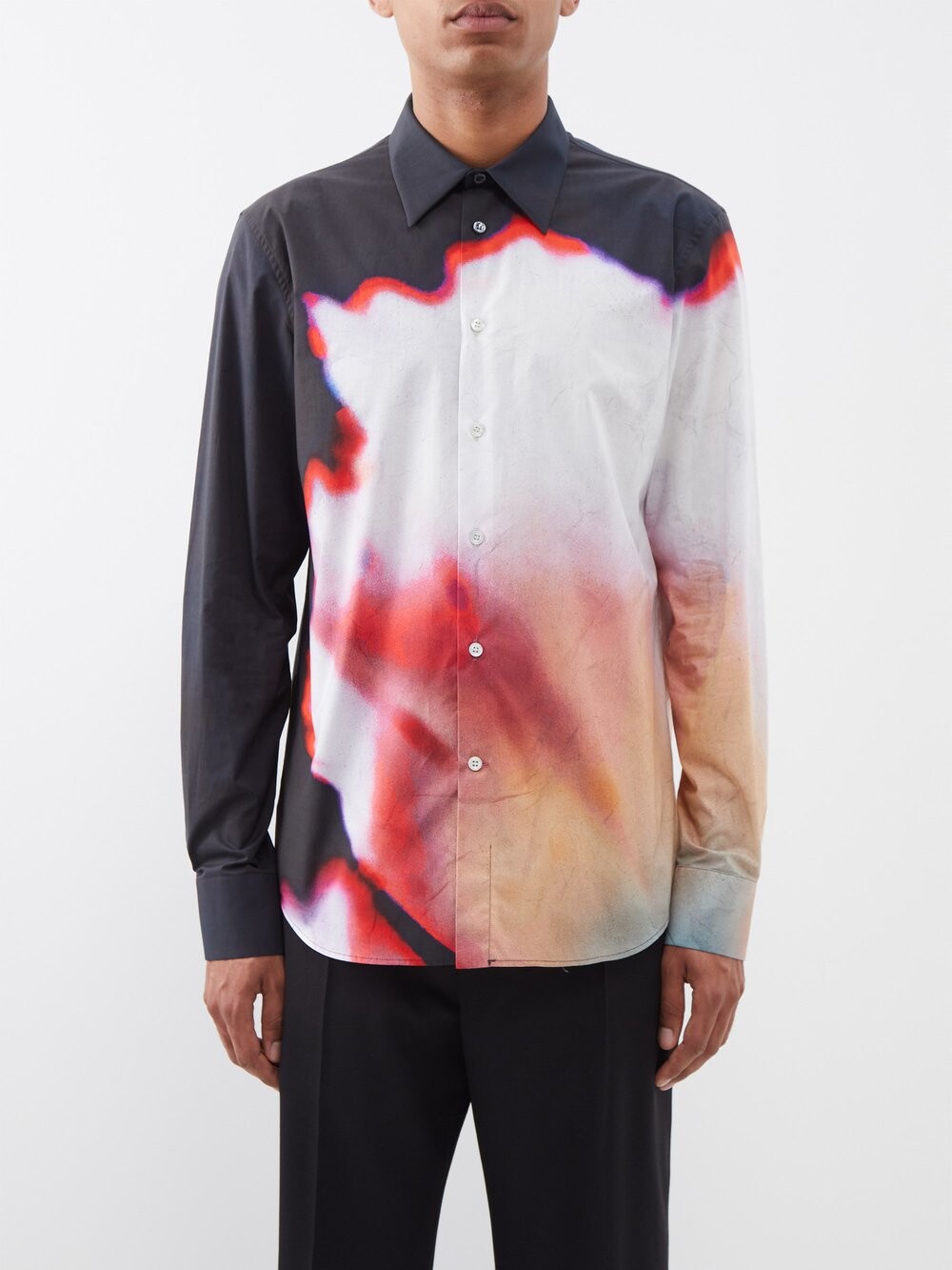 

Рубашка solarized из хлопкового поплина с цветочным принтом Alexander McQueen, мультиколор