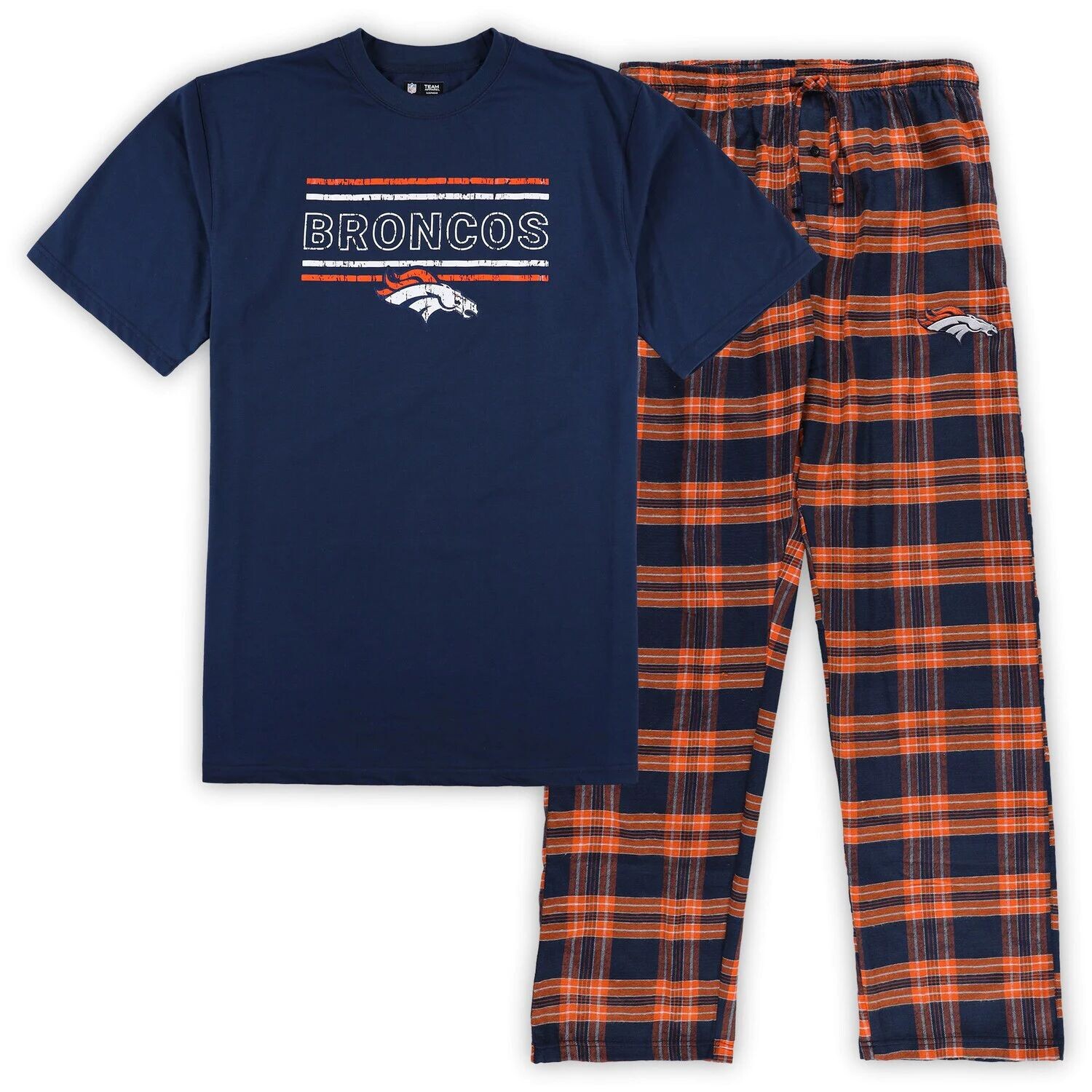 

Мужской фланелевой комплект для сна Concepts Sport темно-синий/оранжевый Denver Broncos Big & Tall
