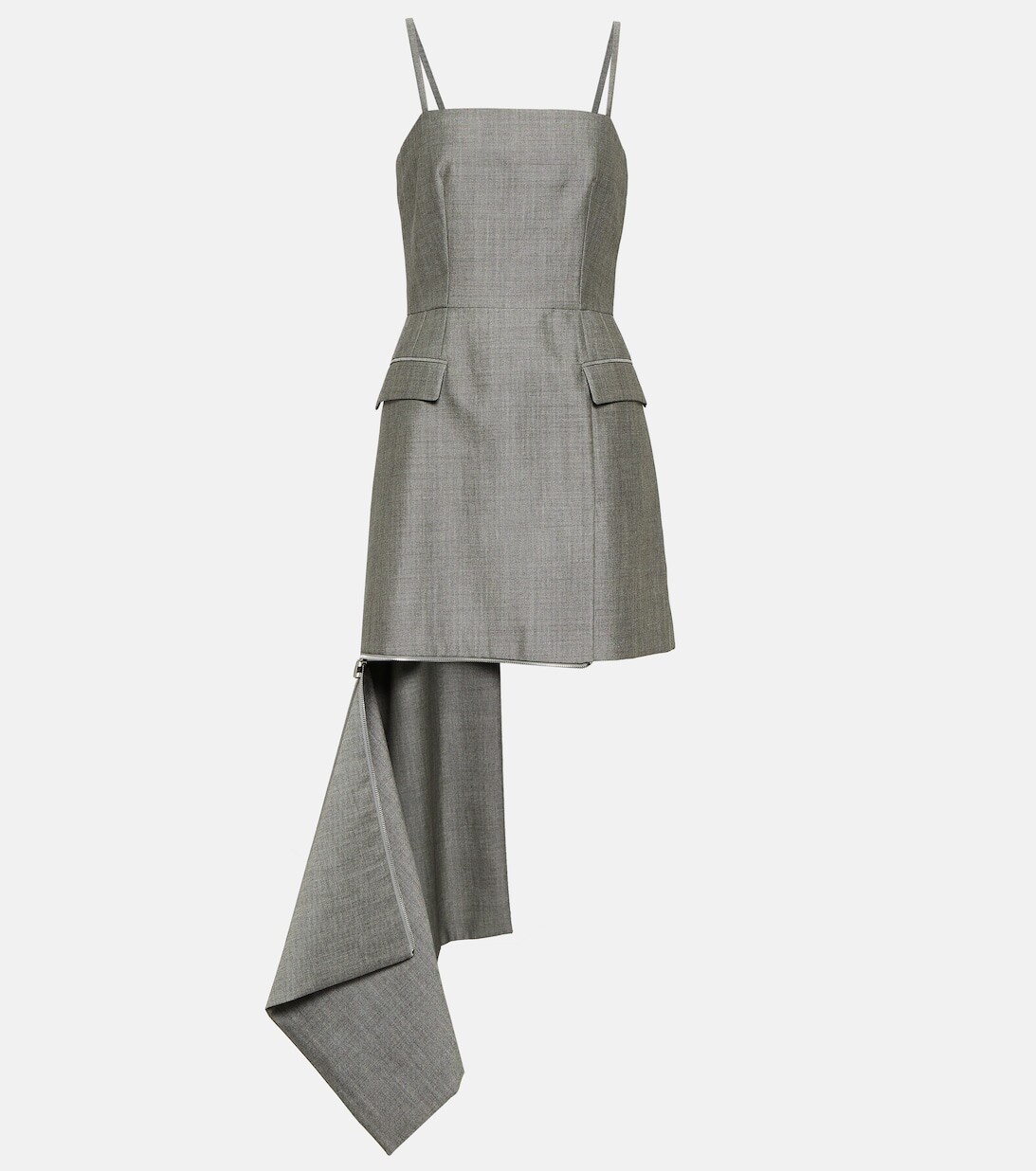 

Мини-платье из шерсти и мохера ALEXANDER MCQUEEN, серый