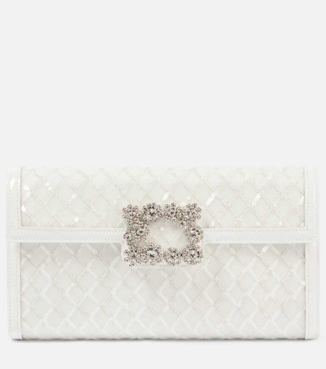 

Клатч, украшенный кристаллами и пайетками Roger Vivier, цвет bianco