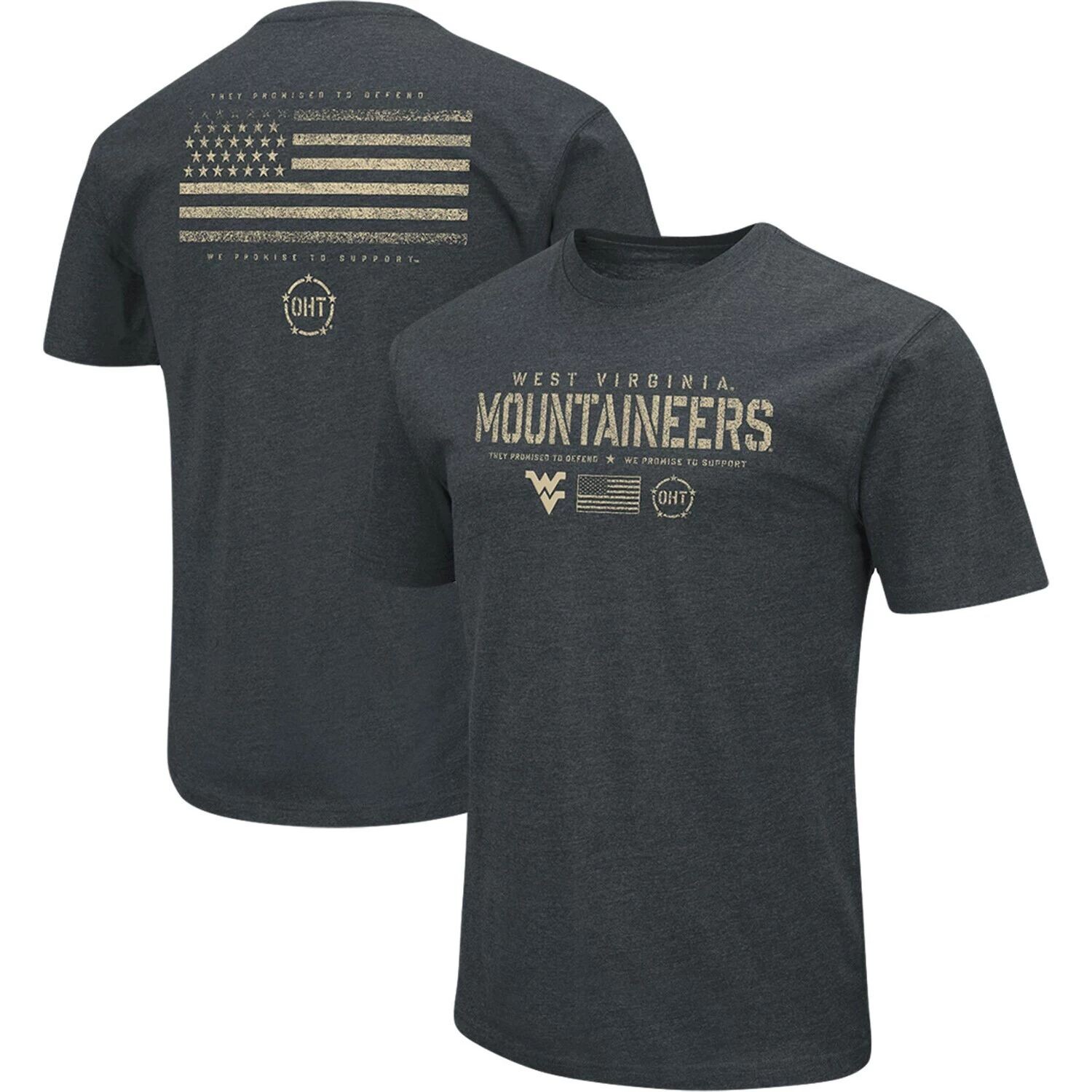 

Мужская черная футболка West Virginia Mountaineers OHT с военным флагом 2.0 с меланжевым рисунком Colosseum