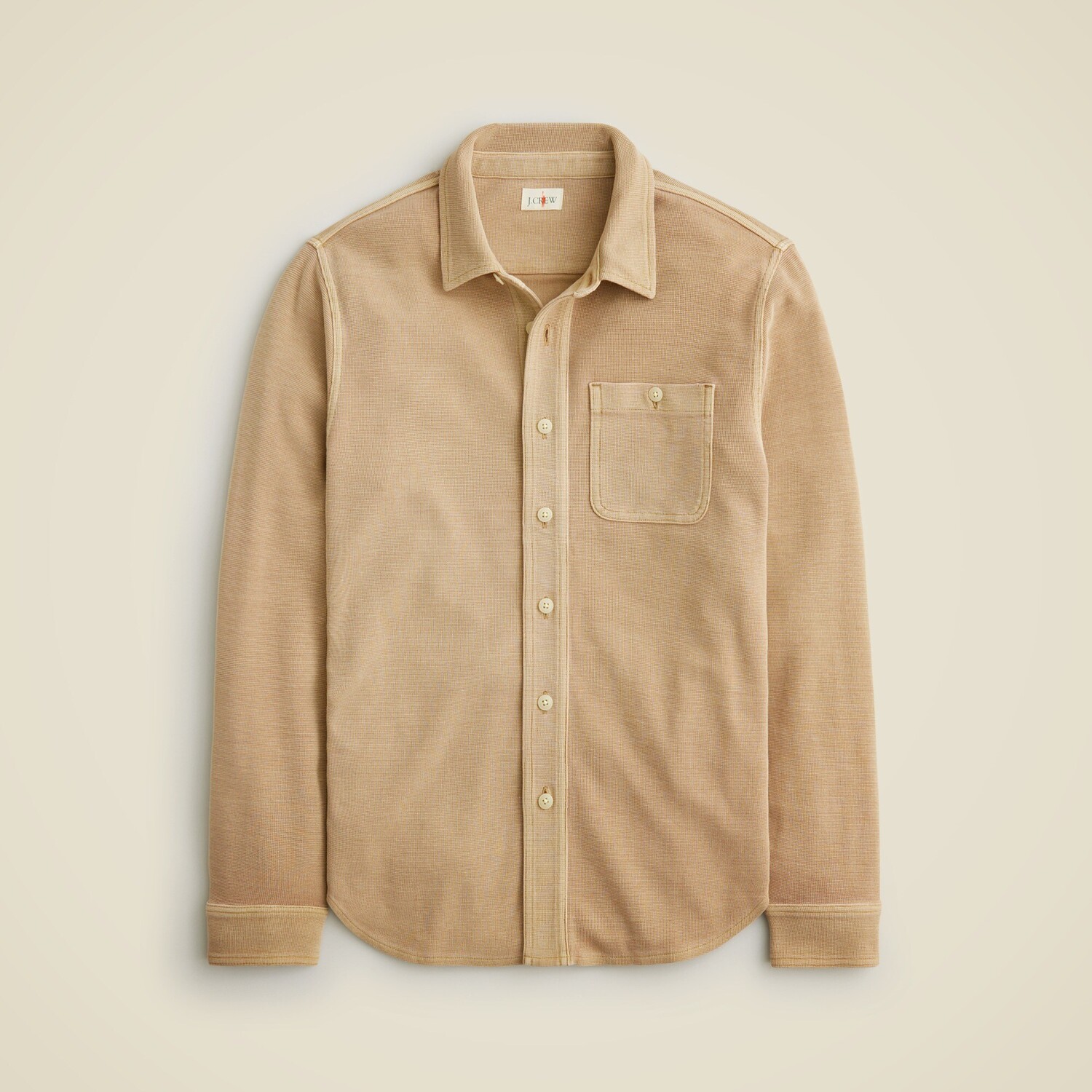 

Рубашка из хлопчатобумажной вафельной ткани J.Crew, хаки