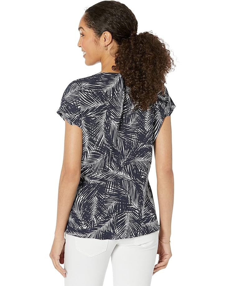 

Топ Michael Kors Short Sleeve Palm Wrap Top, цвет Midnight Blue