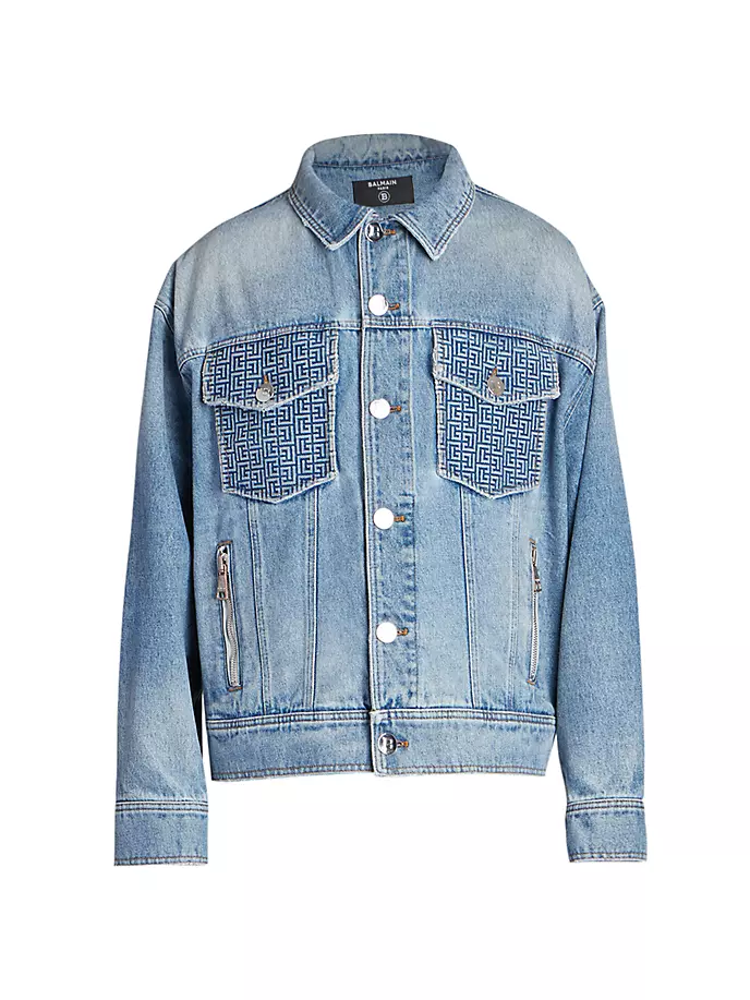 

Джинсовая куртка с монограммой Balmain, цвет bleu jean