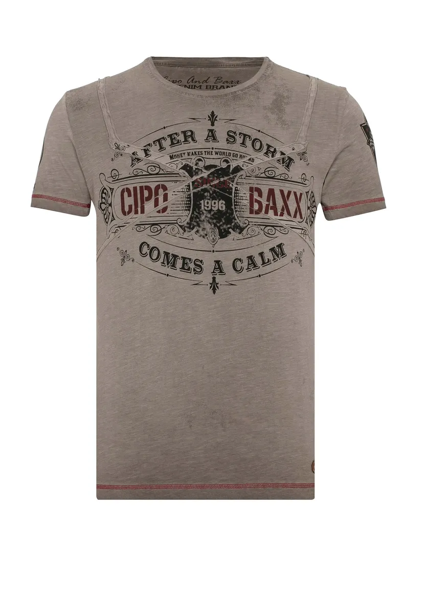 

Футболка Cipo & Baxx в стиле Хенли, антрацит