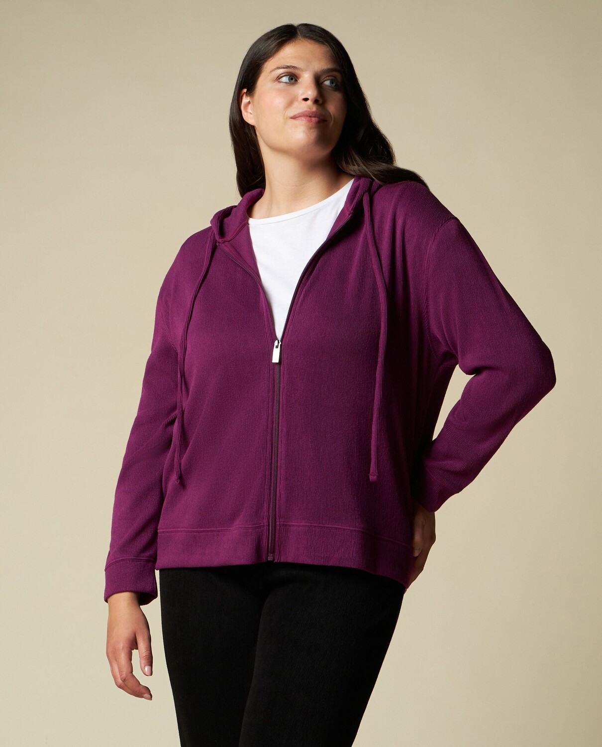 

Женская толстовка для фитнеса в рубчик Curvy Rosa Thea, фуксия розовая