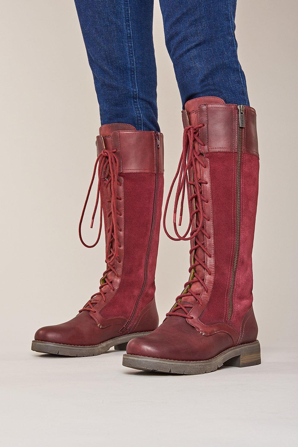 цена Высокие замшевые кожаные ботинки на шнуровке Aimee Moshulu, красный