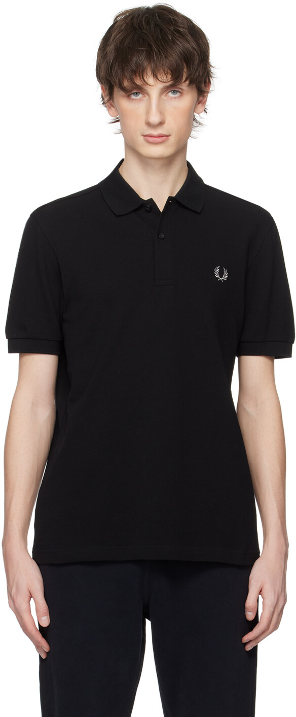

Черная футболка-поло с вышивкой Fred Perry, цвет Black/Chrome