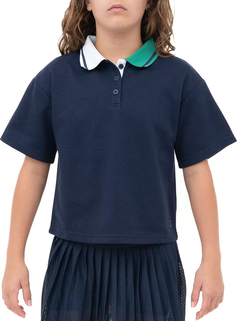 Детская рубашка-поло свободного кроя из пике с короткими рукавами и цветными блоками Wilson