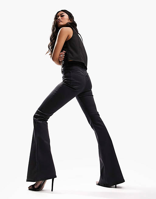 Черные расклешенные джинсы ASOS DESIGN Power Stretch 'Enhancer'