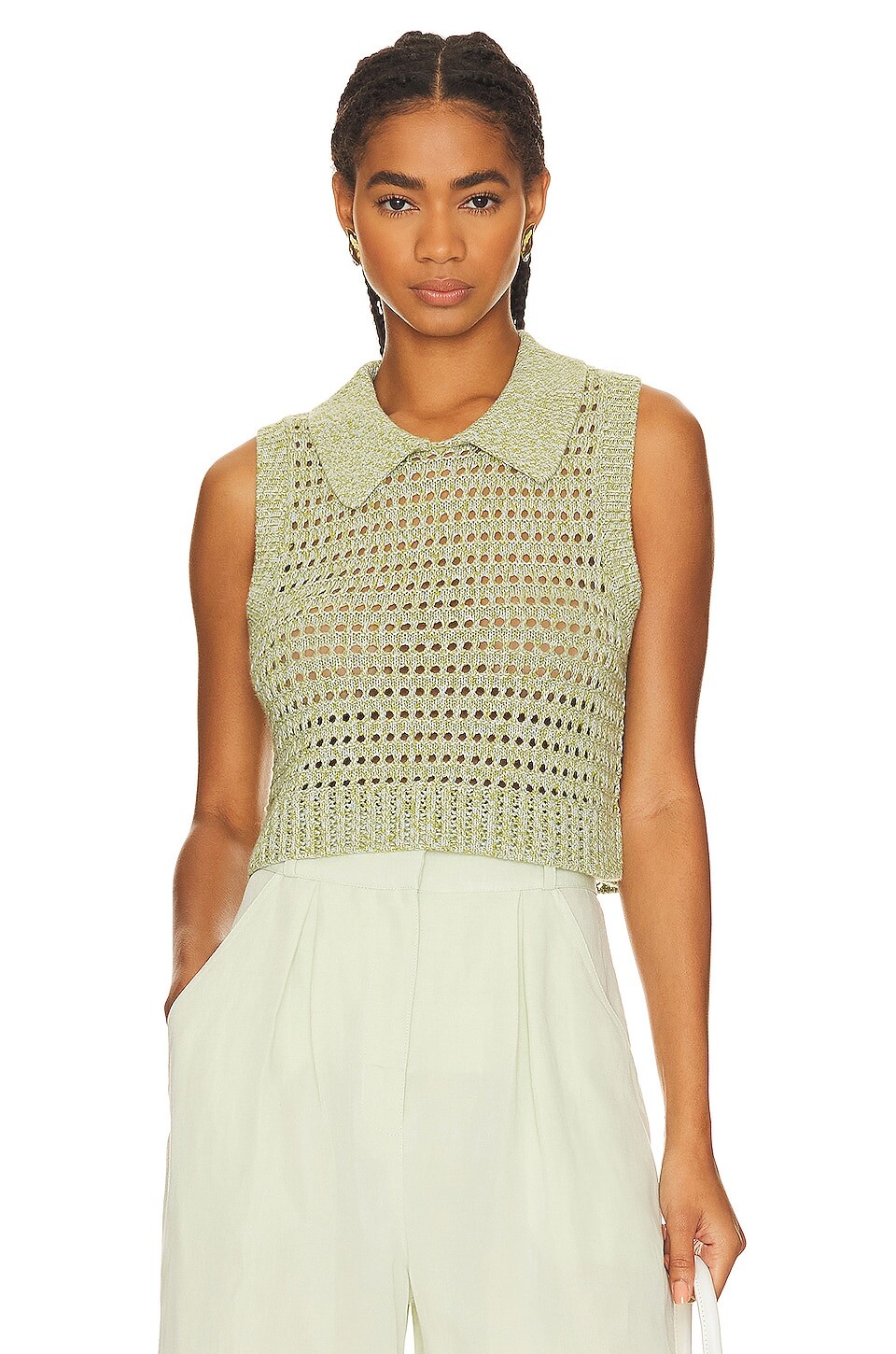 

Майка MATTHEW BRUCH Collared Top, цвет Pear