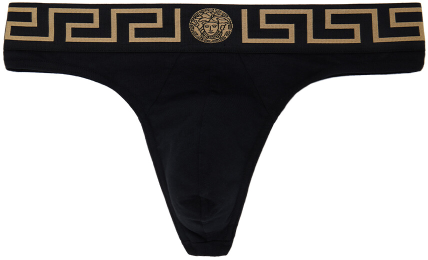 

Черные стринги с каймой Greca Versace Underwear