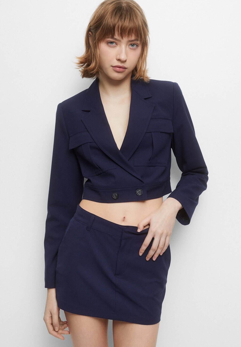

Блейзер PULL&BEAR, темно-синий