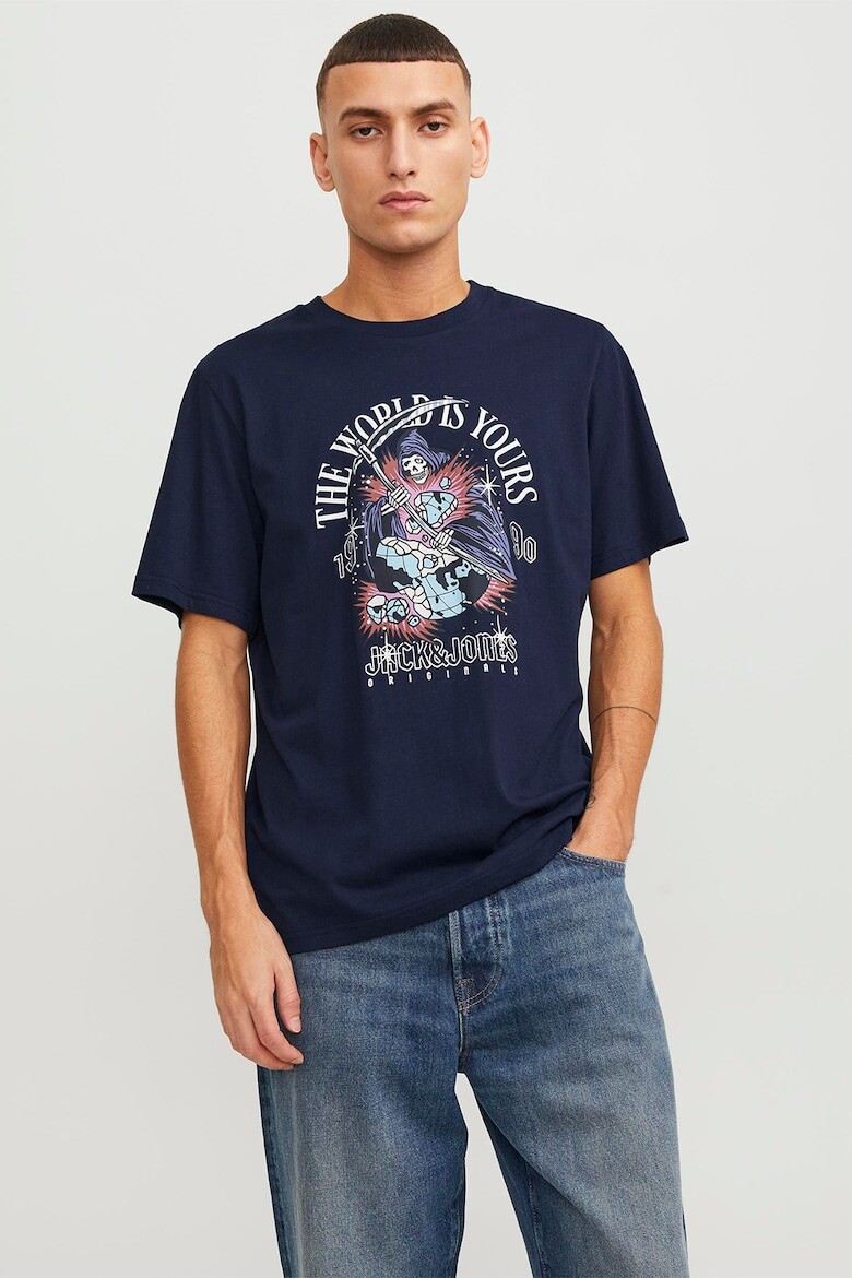

Хлопковая футболка с фигурным рисунком Jack & Jones, синий