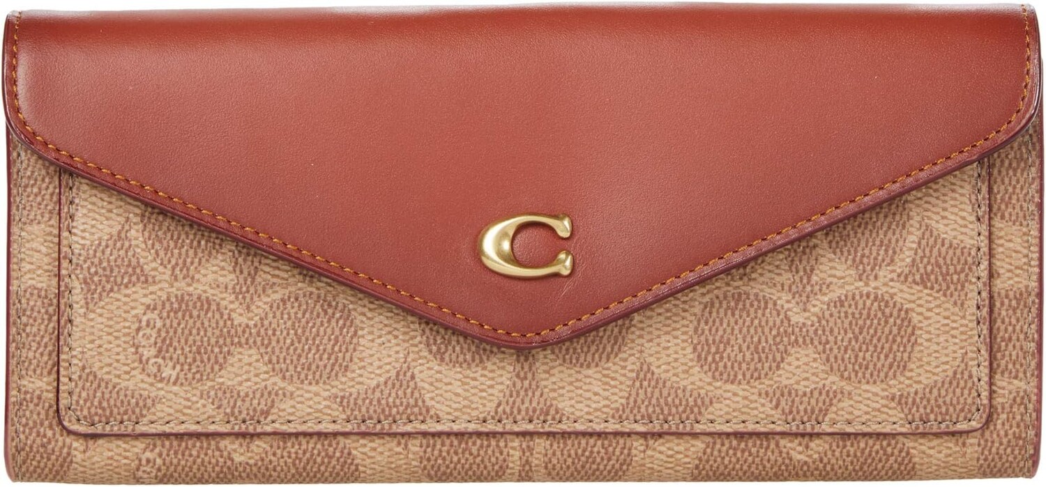 

Мягкий кошелек Wyn Signature из парусины с цветными блоками и покрытием COACH, цвет B4/Tan Rust