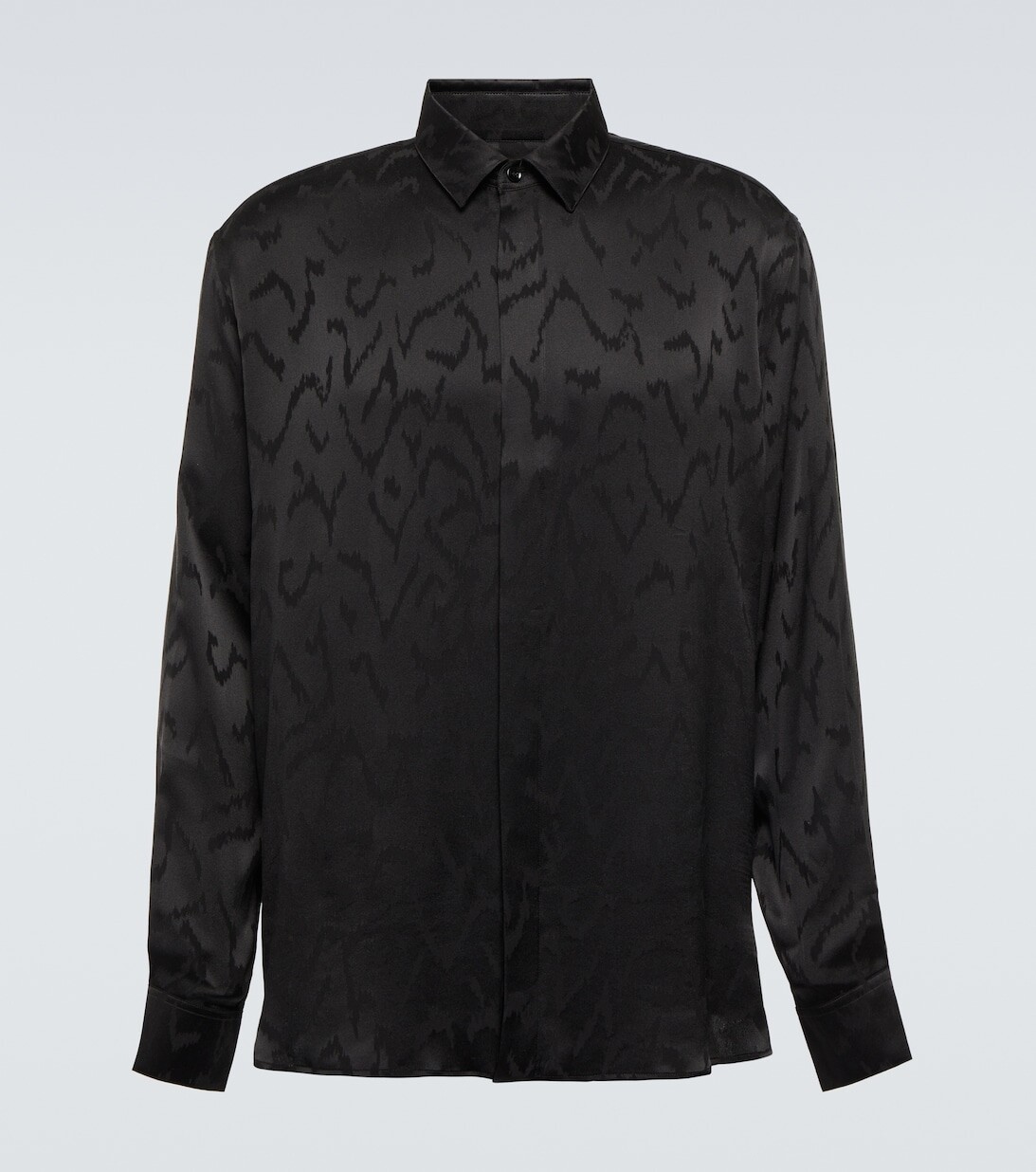 

Жаккардовая шелковая рубашка Saint Laurent, черный