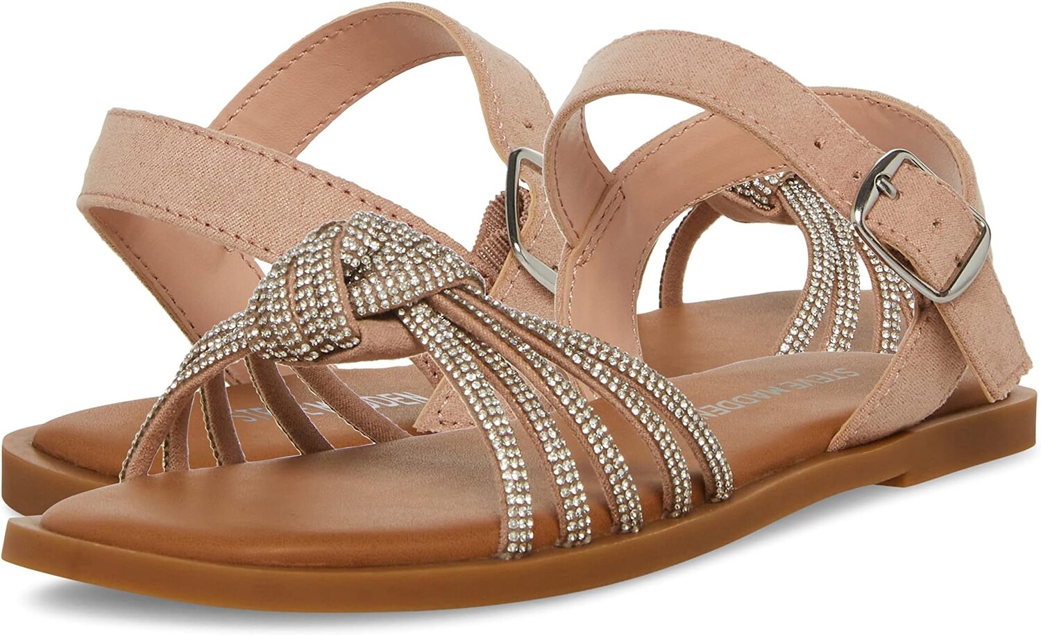 

Сандалии на плоской подошве Knot Steve Madden, цвет Blush Rhinestone