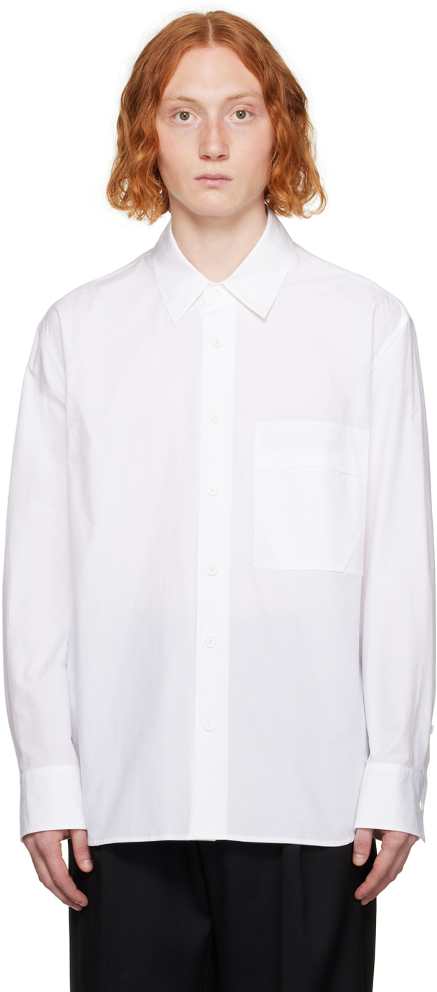 Белая рубашка с вышивкой Solid Homme черная футболка с вышивкой solid homme