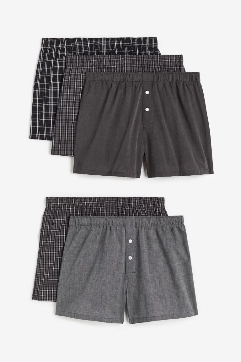 

Комплект из 5 пар хлопковых трусов-боксеров H&M, серый
