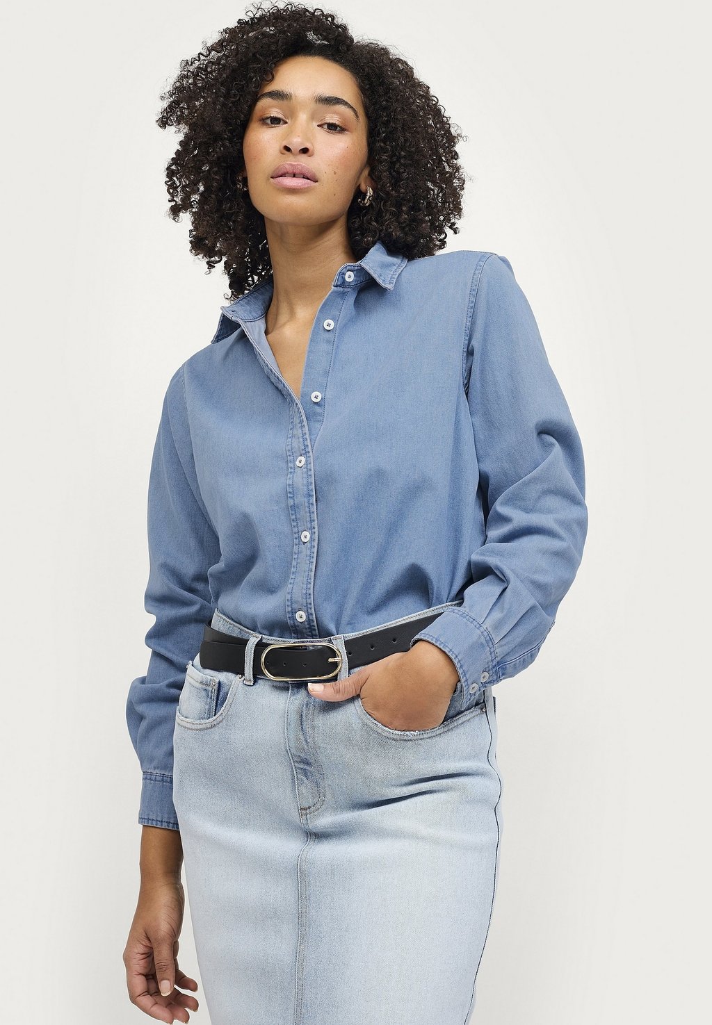 Блузка-рубашка Ellos Collection, цвет blue