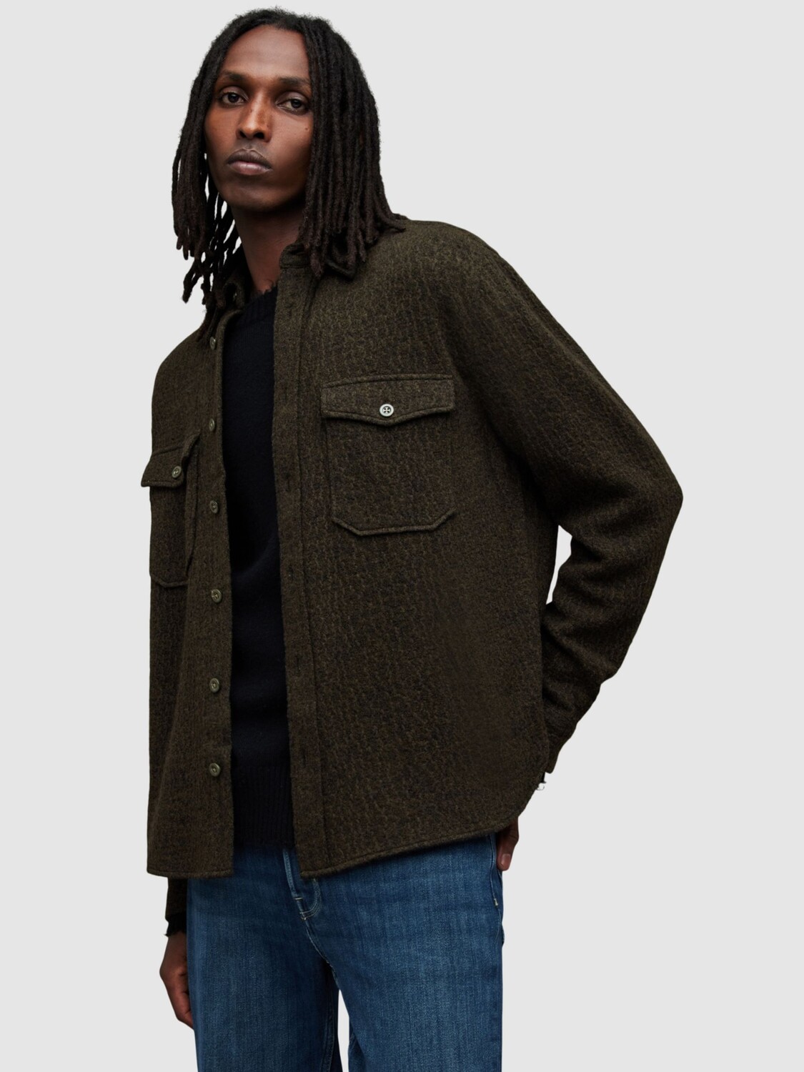 

Рубашка из смесовой шерсти Pegasus AllSaints, земля зеленый