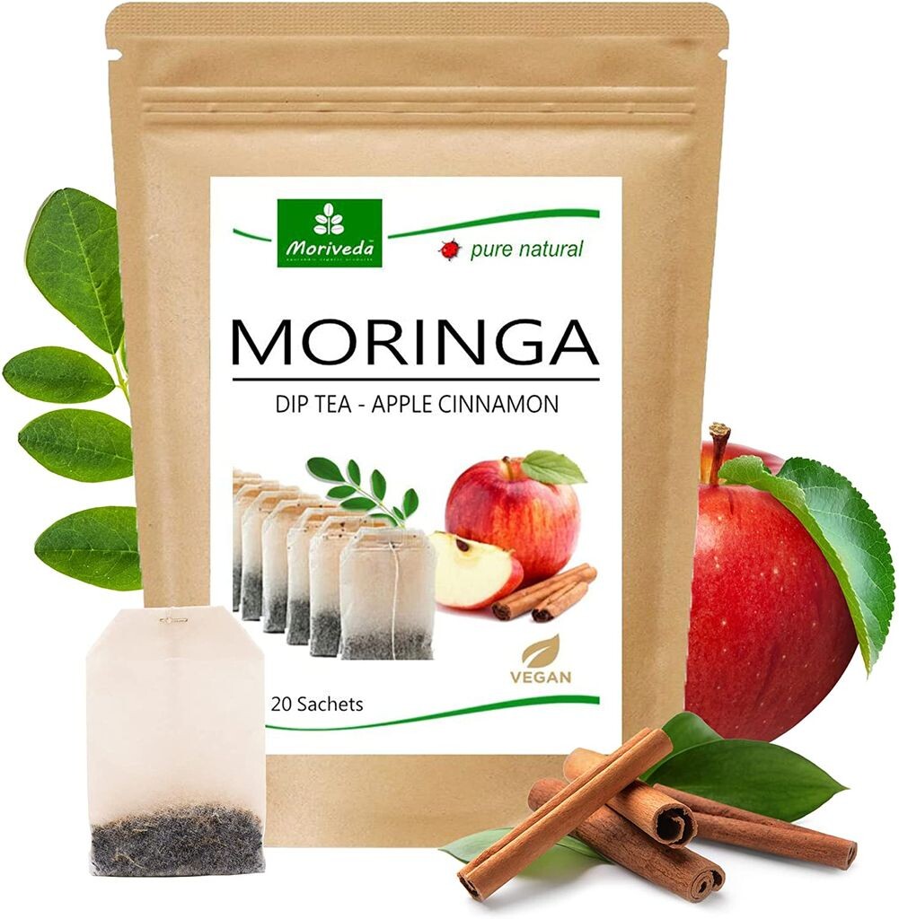 

MoriVeda - Чай Моринга 100% натуральный и веганский 20 пакетиков Моринга яблоко с корицей Amtec