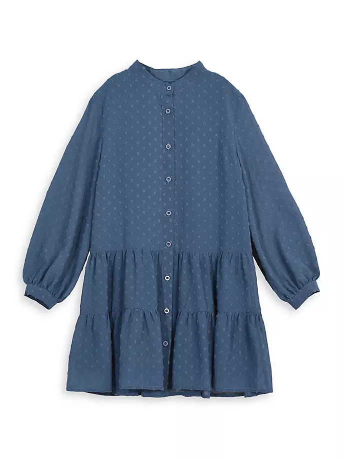 

Многоярусное платье с вышивкой для девочки Mini Molly, цвет denim blue