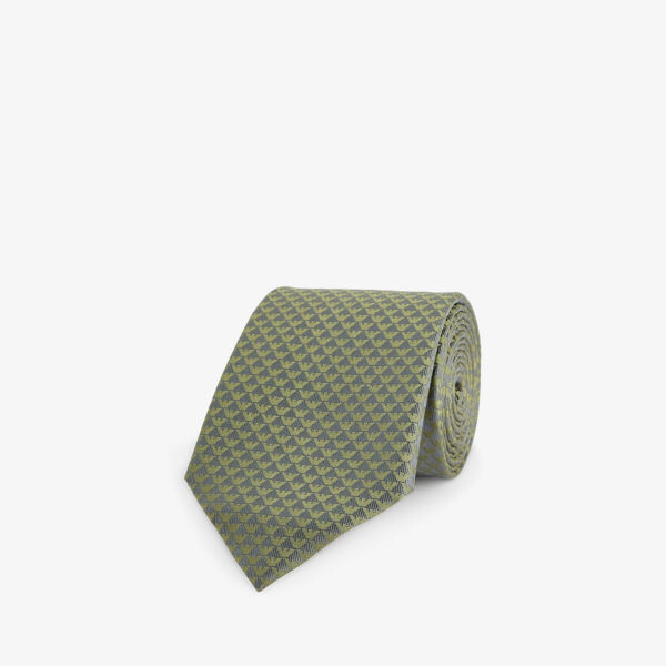 

Шелковый галстук с фирменным узором Emporio Armani, цвет verde muschio
