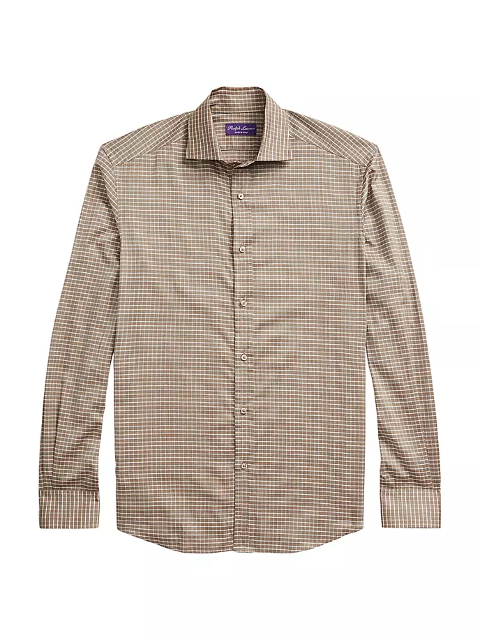 

Хлопковая рубашка в клетку с длинными рукавами Ralph Lauren Purple Label, цвет dark taupe