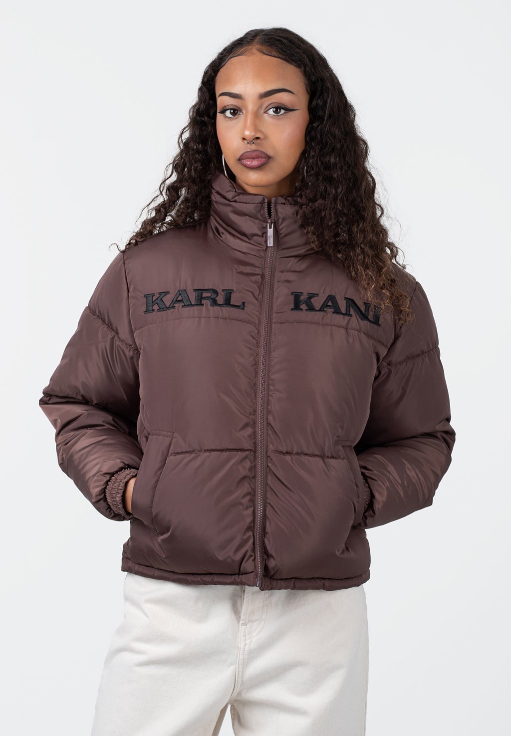 Куртка Karl Kani RETRO ESSENTIAL PUFFER, темно-коричневый куртка karl kani retro puffer черный белый