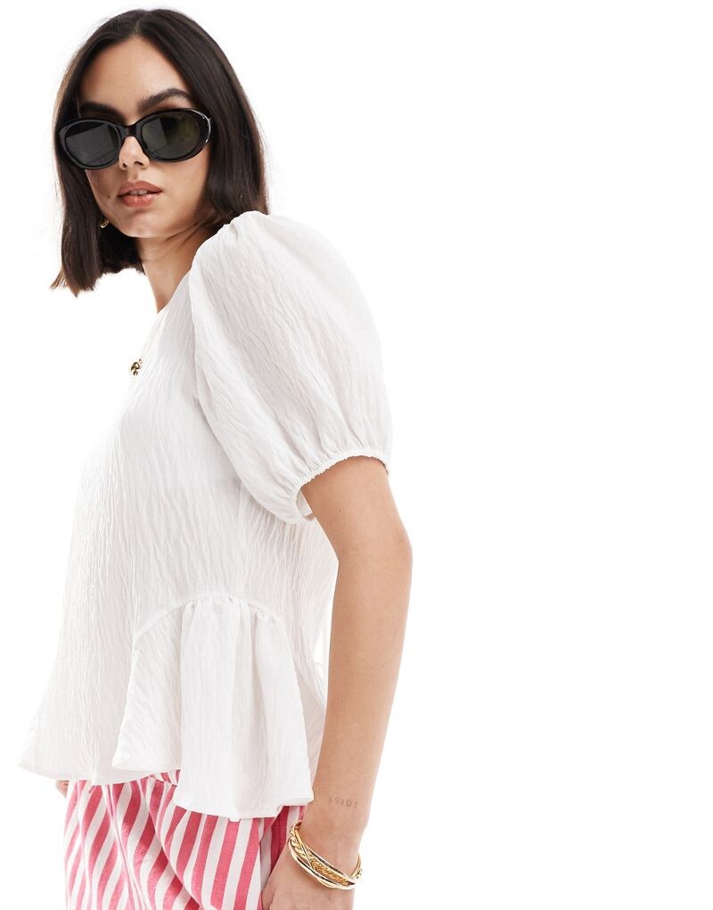 ASOS DESIGN – Белая блузка с объемными рукавами